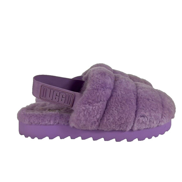 UGG Super Fluff Slipper Sandals Women Shoes Size 9 40 Elastic strap Lavender - Picture 1 of 12